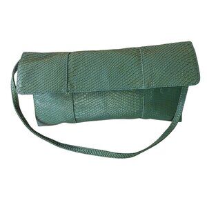 Jessica McClintock Faux Snakeskin Clutch Purse Magnetic Snap Shoulder Strap